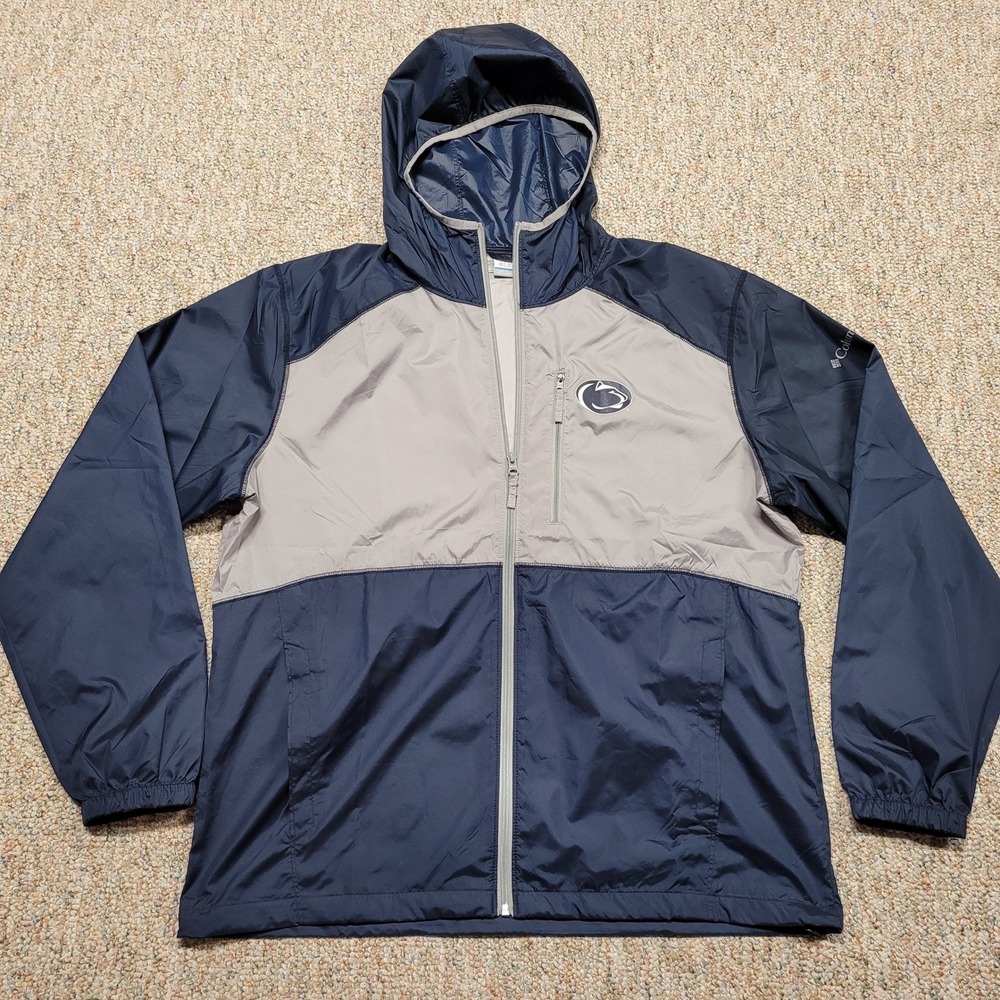 Penn State Jacket Mens Large Navy Grey Nittany Lions NCAA Columbia Windbreaker